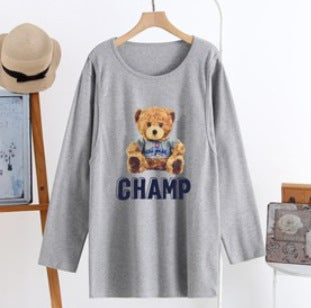 Pregnant Women's Postpartum Breastfeeding Jacket Outer Wear Moon Clothes Long Sleeve Thin T-Shirt Hot Mom's Spring and Autumn Clothes for Breastfeeding Period