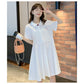 Pregnant Women's Dress Women's Summer Trendy Mom Thin Short-sleeved Top Pink Polo Collar Fashion Nursing Summer Dress