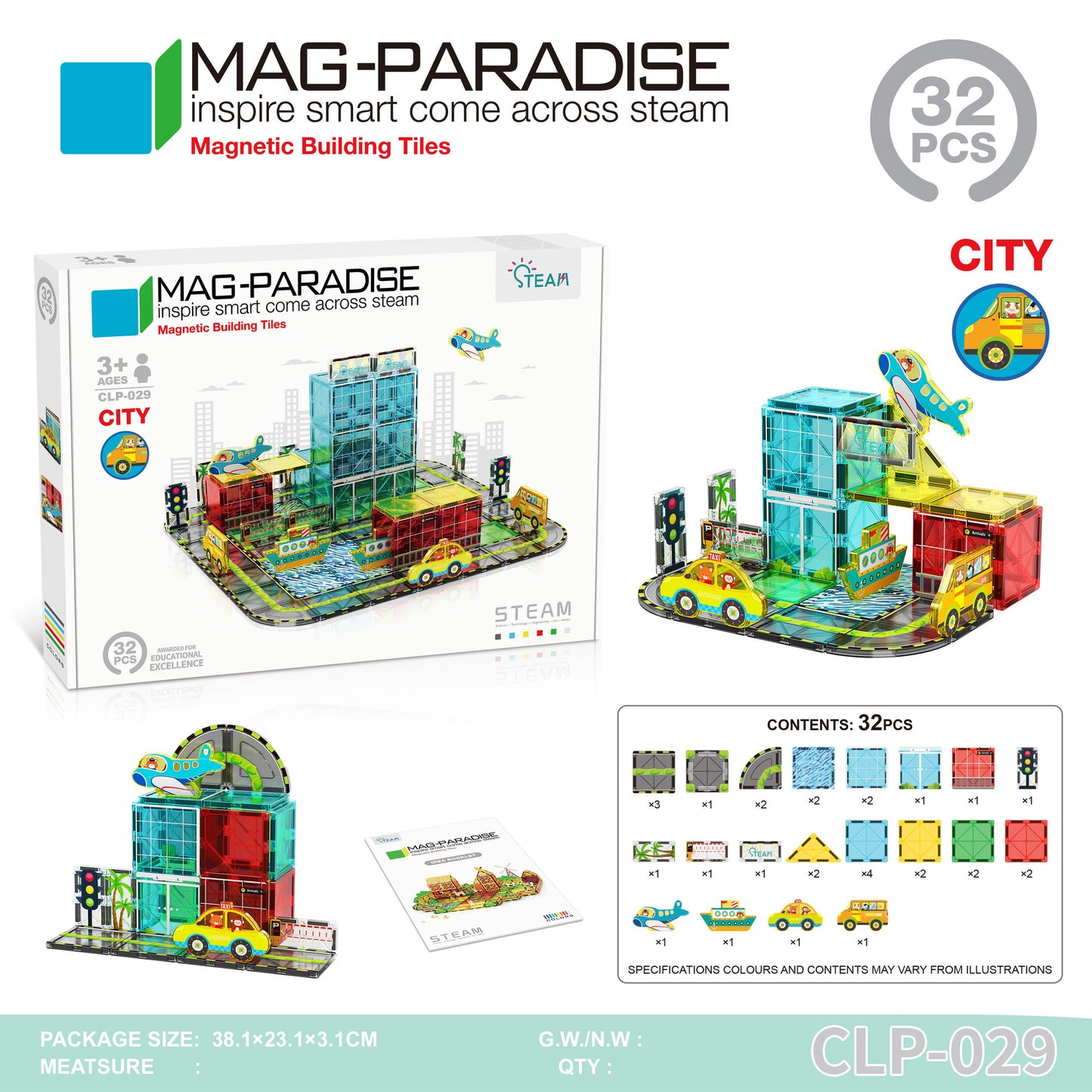 Girls Color Window Magnetic Sheet Kidsren's Zoo Engineering Vehicle City Crane Scene Strong Magnetic Refill Kidsren's Puzzle