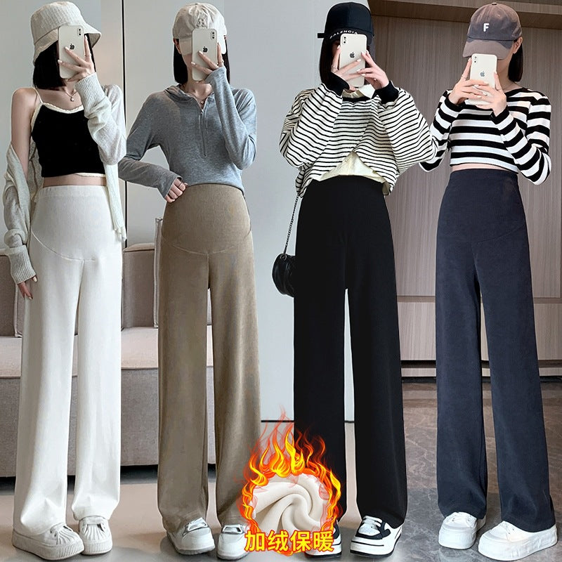 Maternity high quality European Cotton Velvet M-3XL Autumn and Winter fleece-lined Thickened Maternity Pants