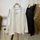 Maternity T-shirt Women's Autumn and Winter 2023 Western-style Simple Atmospheric Basic Round Neck Long-sleeved Pure Cotton T-shirt Women's Base Shirt