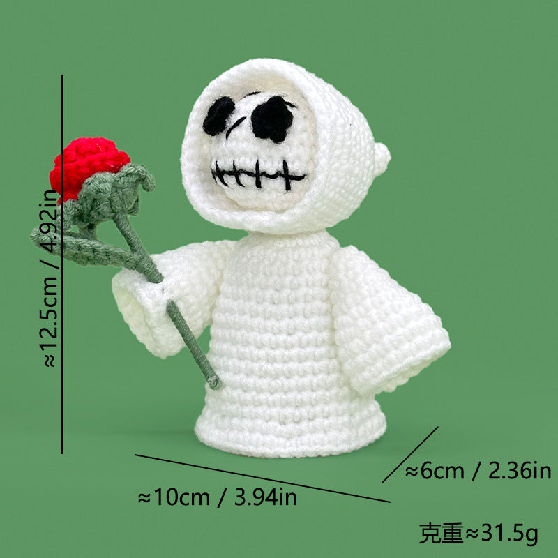 Cross-Border Amazon Handmade Knitted Doll Halloween Gift Ghost Little Devil Grim Reaper Emotional Plush Toy Wholesale