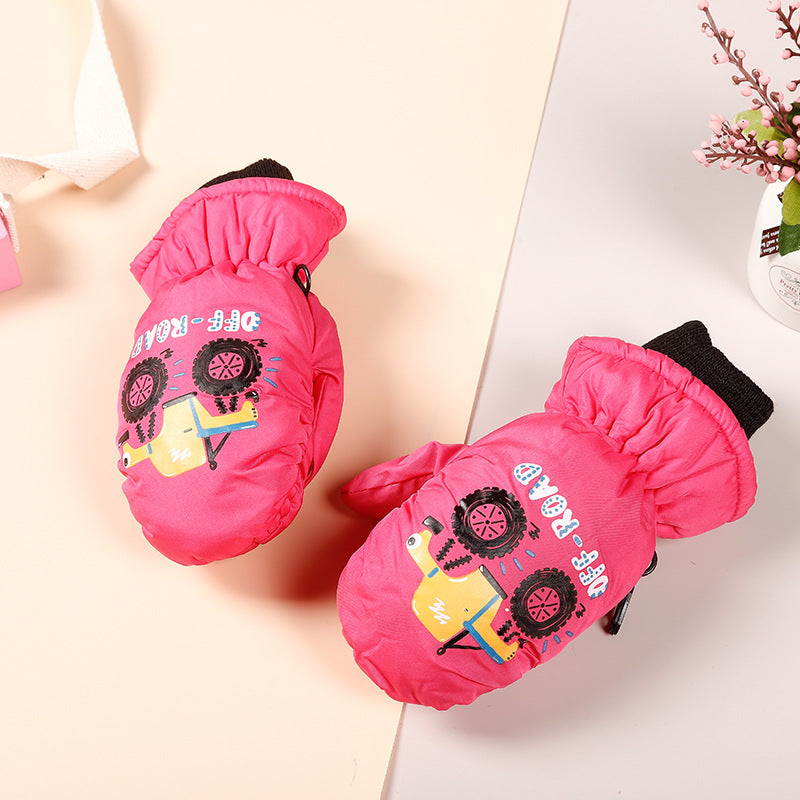 3-10 children's ski gloves outdoor riding gloves winter warm waterproof children's gloves play snow not wet hands