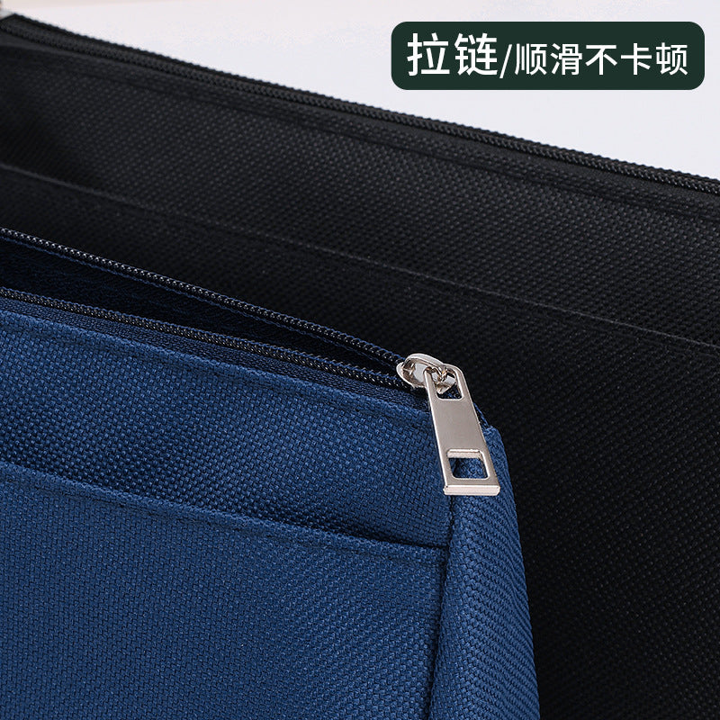 Cross-Border Pencil Bag with Printed Logo, Portable Stationery Bag for Primary and Secondary School Students, Practical and Durable Advertising Pencil Case Oxford Cloth