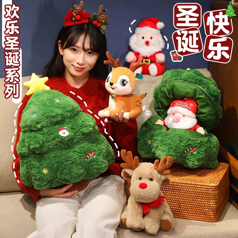 Cross-Border New Santa Claus Doll Simulation Christmas Tree Pillow Sofa Christmas Ornaments Happy Christmas Series