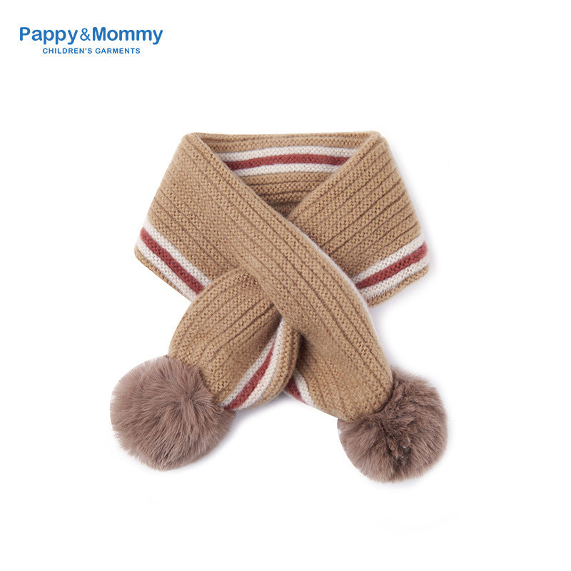 Babamama children's scarf winter thick warm jacquard love boy's scarf baby girl's thickened scarf scarf