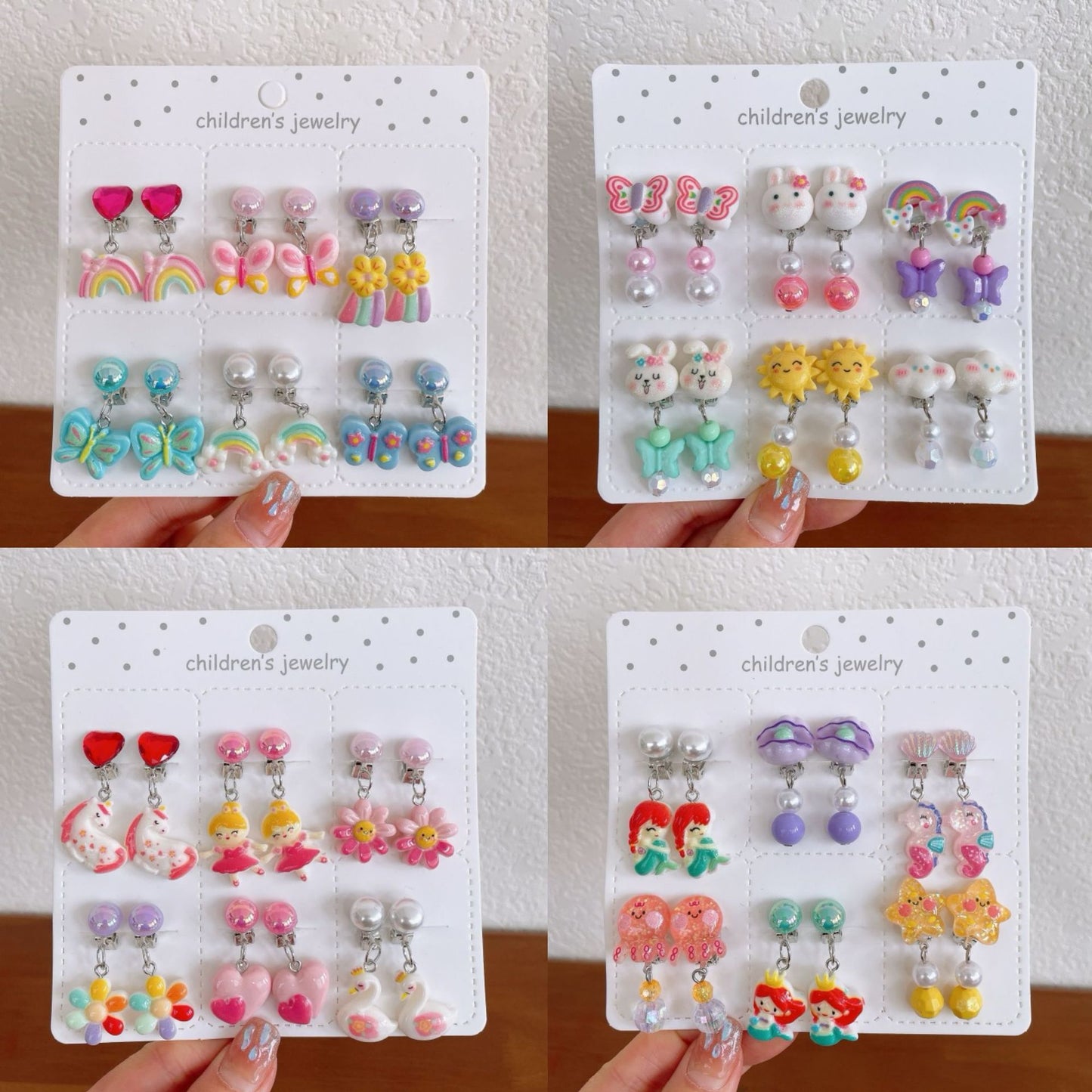 Girl's Ear Clip Cute Cartoon Children's Earrings Little Girl's Princess Earrings Without Ear Holes False Earrings Without Harming Ear Accessories
