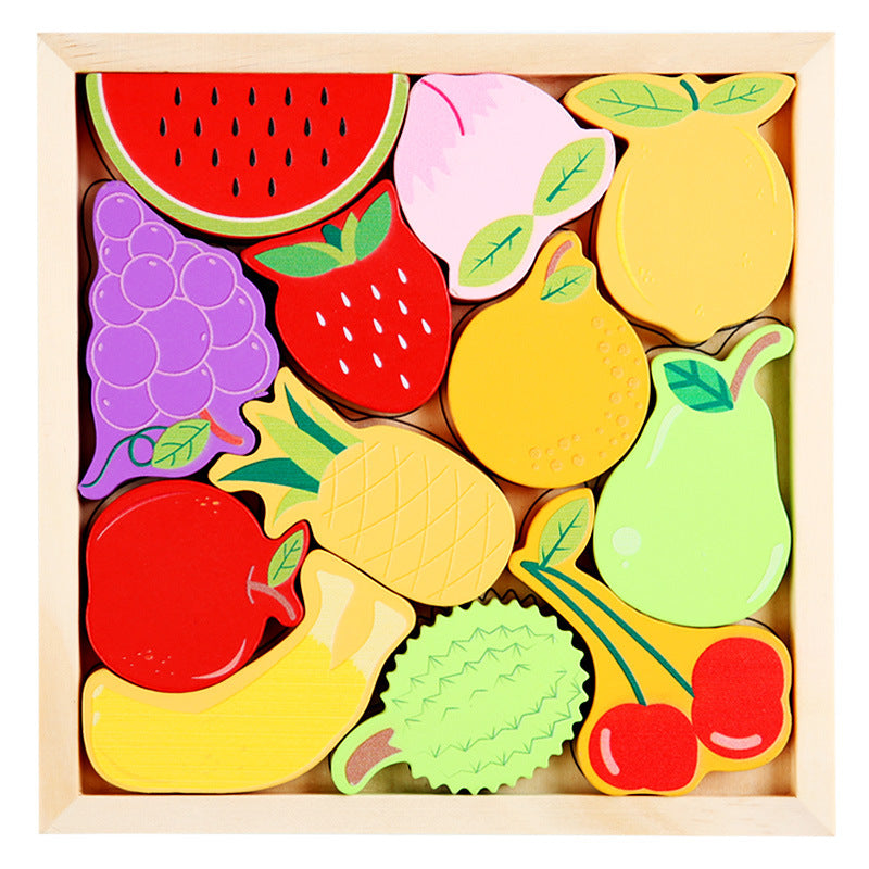 Cross-Border Children's Wooden Three-Dimensional Hexagonal Puzzle Animal Transportation Puzzle Building Blocks Early Education Educational Toys