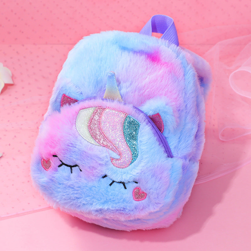 New Casual Backpack Plush School Bag Girl Backpack Cute Cartoon Plush Backpack Unicorn Unicorn