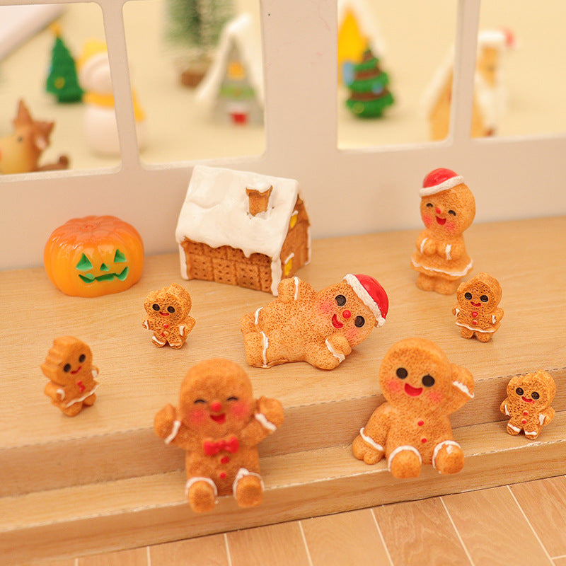 Dollhouse Doll House Snowman Christmas Tree Ginger Biscuit Man Decoration Scene Ornaments Model Christmas Wreath