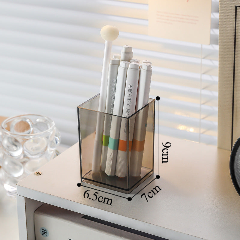 Multifunctional Acrylic Pen Holder Transparent Desktop Storage Box Pen Holder Office Stationery Compartment Storage Box Large Capacity