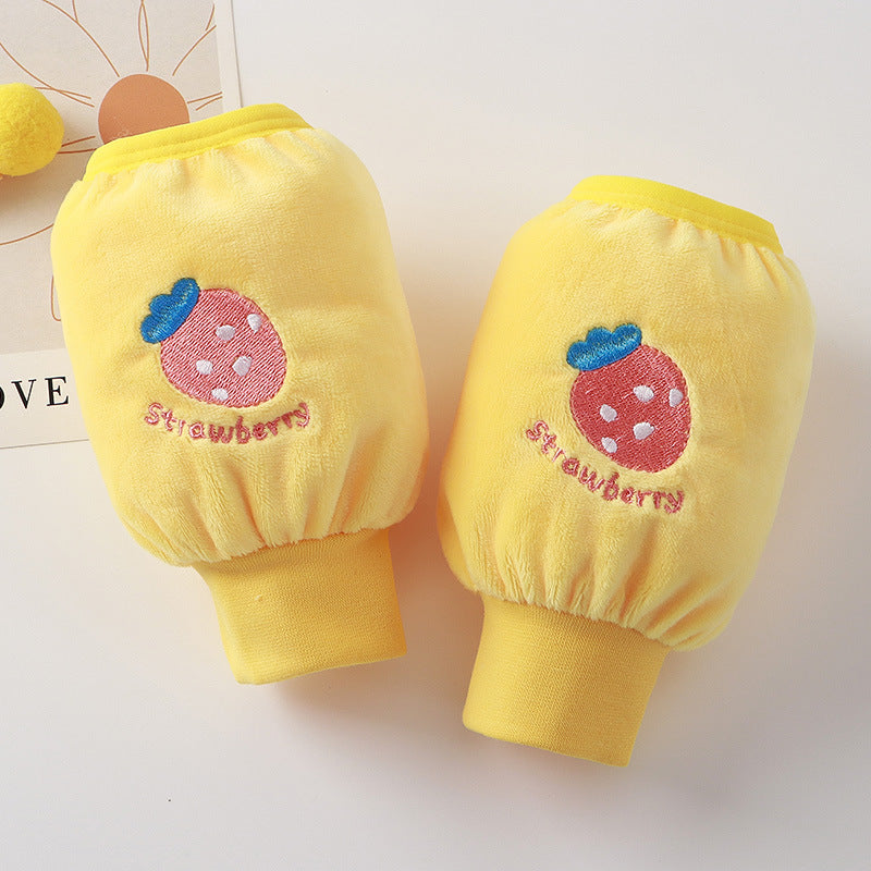 Children's Sleeve Lined Crystal Velvet Anti-Stain and Dirt-Resistant Autumn and Winter New Style Cute Three-Dimensional Embroidery for Boys and Girls