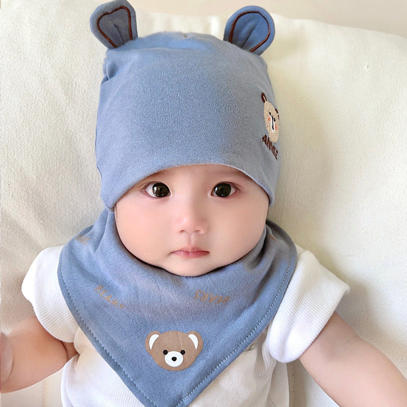 Katu Bear Infant Hat Spring & Fall 3-6-12 Months Male and Female Baby Pullover Hat Cotton 100-Day Sleeping Hat
