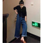 2025 Spring New All-match Pregnant Women Jeans Spring Loose Straight Outer Wide-leg Trousers Pregnant Women's Spring Wear