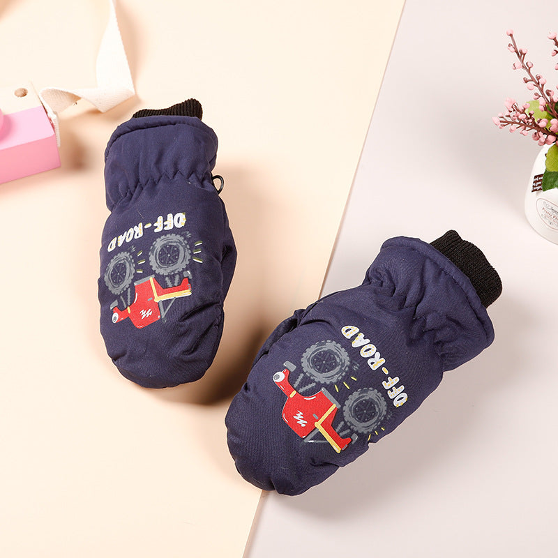 3-10 children's ski gloves outdoor riding gloves winter warm waterproof children's gloves play snow not wet hands
