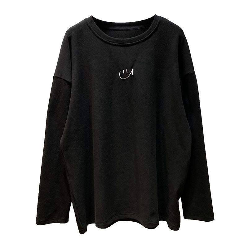 Maternity T-shirt Women's Autumn and Winter 2023 Western-style Simple Atmospheric Basic Round Neck Long-sleeved Pure Cotton T-shirt Women's Base Shirt