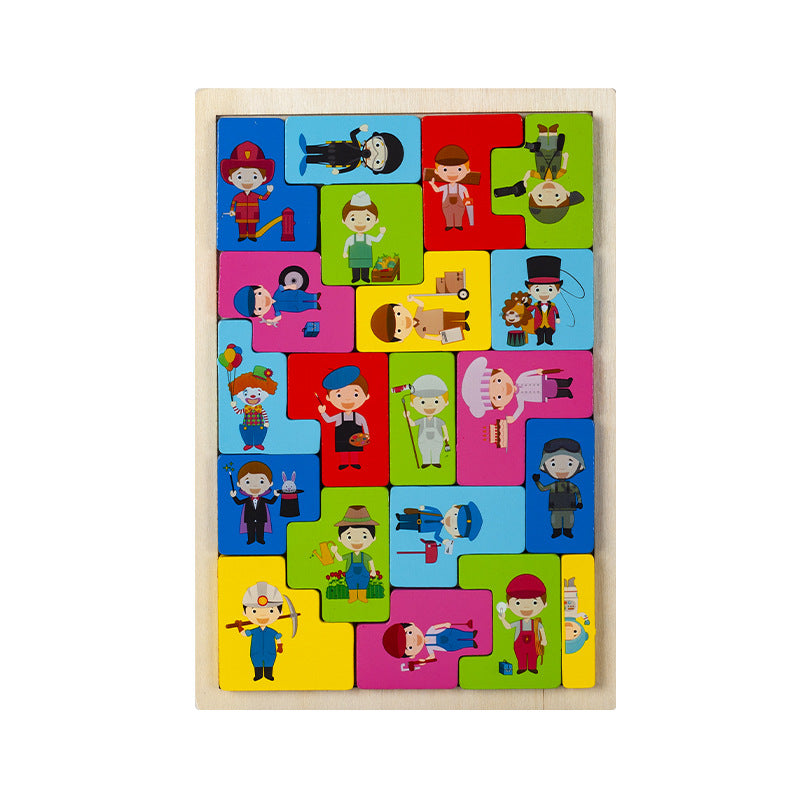 Factory Wooden Early Education Boys and Girls Accumulates Tetris Jigsaw Puzzle 3456-year-old Children's Educational Toys