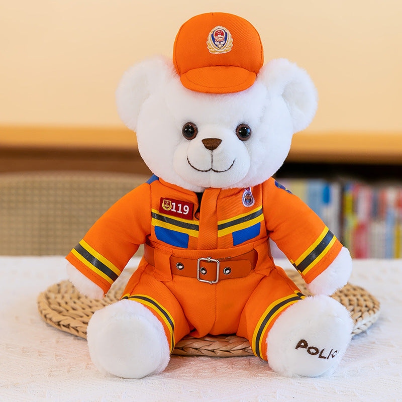 Police Bear Doll Traffic Police Bear Doll Uniform Fire Suit Teddy Bear Plush Toy Internet Red Bear Doll