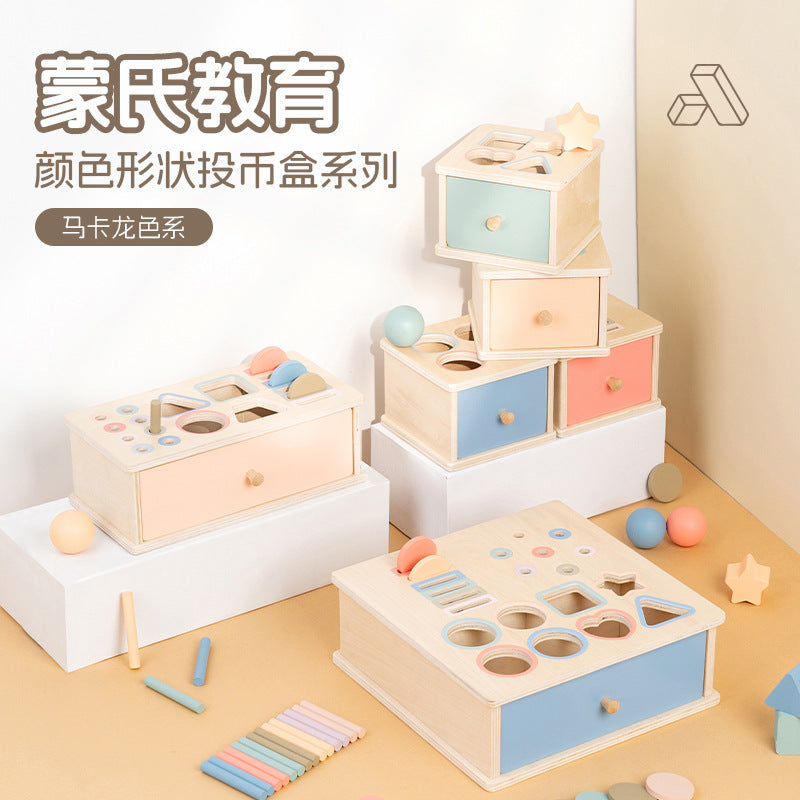 Montessori Classification Early Education Coin Box Baby Color Cognitive Shape Building Blocks Matching Teaching Aids Baby Educational Toys