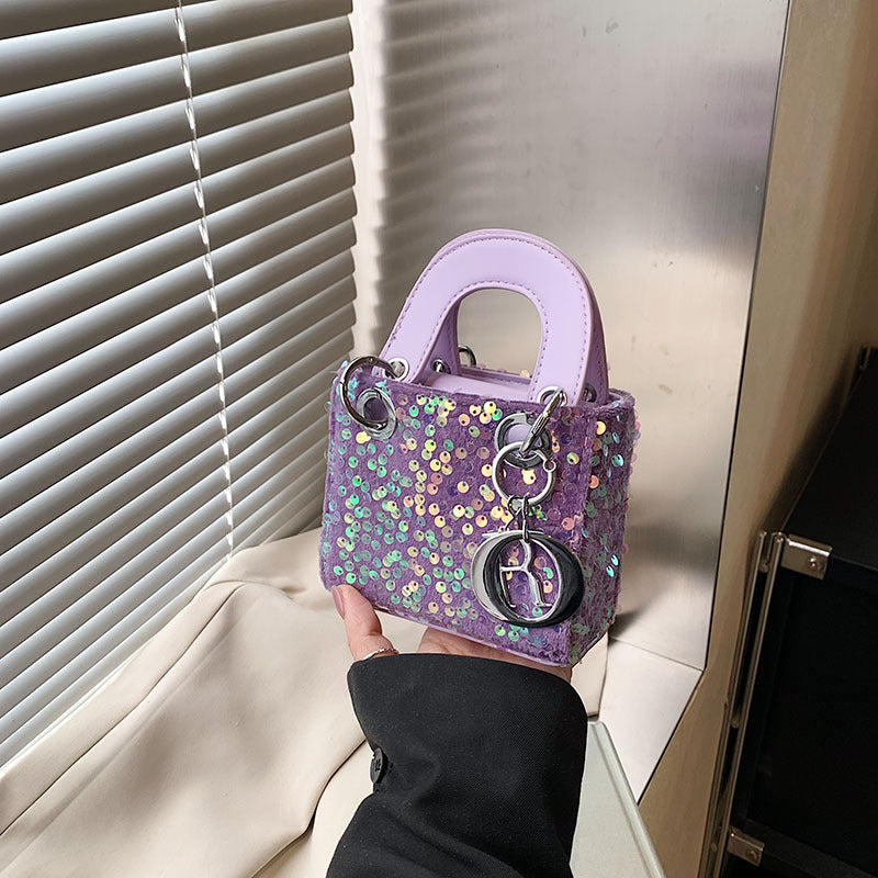 Mini Daffy Bag Girl's Princess Bag 25 Fashionable Ins Style Internet Celebrity High-end Sequins Fashion Lipstick Matching Bag