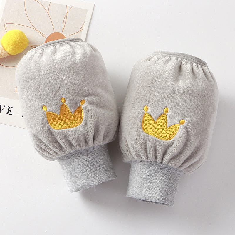 Children's Sleeve Lined Crystal Velvet Anti-Stain and Dirt-Resistant Autumn and Winter New Style Cute Three-Dimensional Embroidery for Boys and Girls