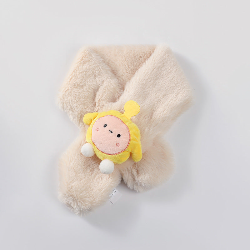 Children's Christmas Autumn and Winter Scarf Plush Warm Cute Cartoon Red New Year Festival Imitation Rabbit Fur Parent-Child Scarf