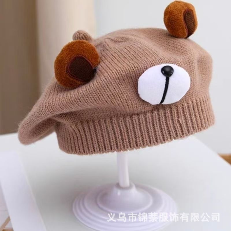 Spring and Autumn Korean Style Baby Boy and Girl Candy Color All-match Knitted Beret Children's Western Style Casual Wool Hat Paintler Hat