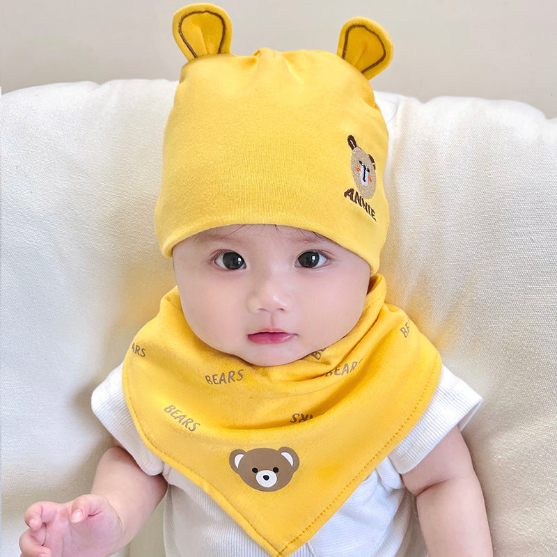 Katu Bear Infant Hat Spring & Fall 3-6-12 Months Male and Female Baby Pullover Hat Cotton 100-Day Sleeping Hat