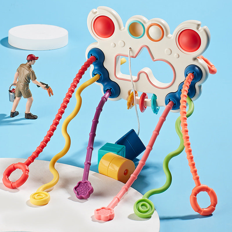 Cross-Border Baby Pull-Along Toys, Early Education Sensory Toys, Baby Can Chew Soft Rubber Flying Saucers, Sensory Training Toys