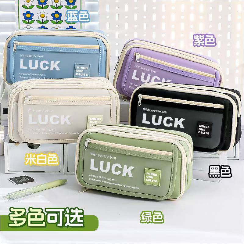 Flip-Top Pencil Case Ins Style High School Student New Style Pencil Case for Girls Male Large Capacity Stain-Resistant Simple Stationery Box