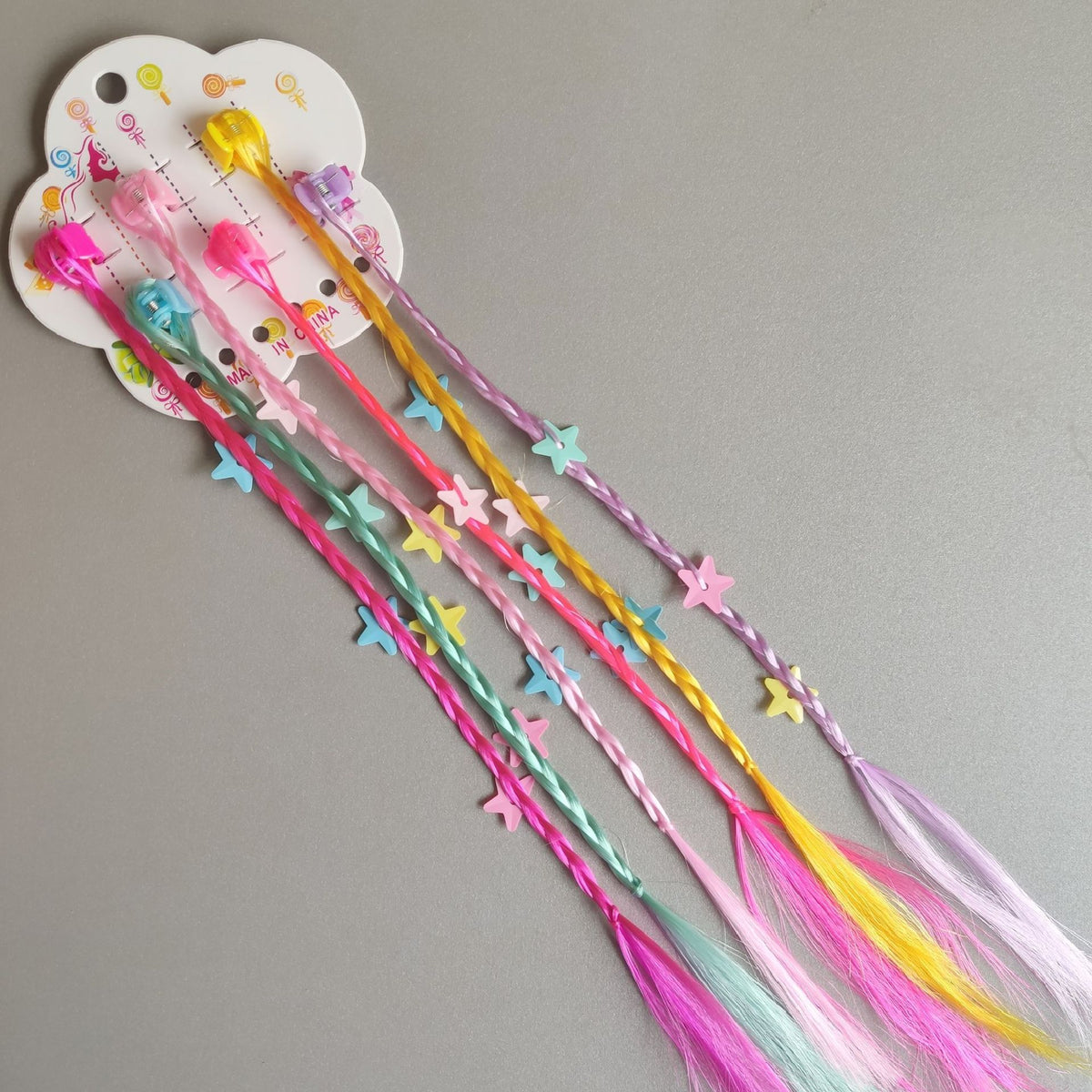 New Children's Colorful Clamp Small Braid Six-color Mixed Butterfly Love Five-pointed Star Wig Braid Performance Dirty Braids