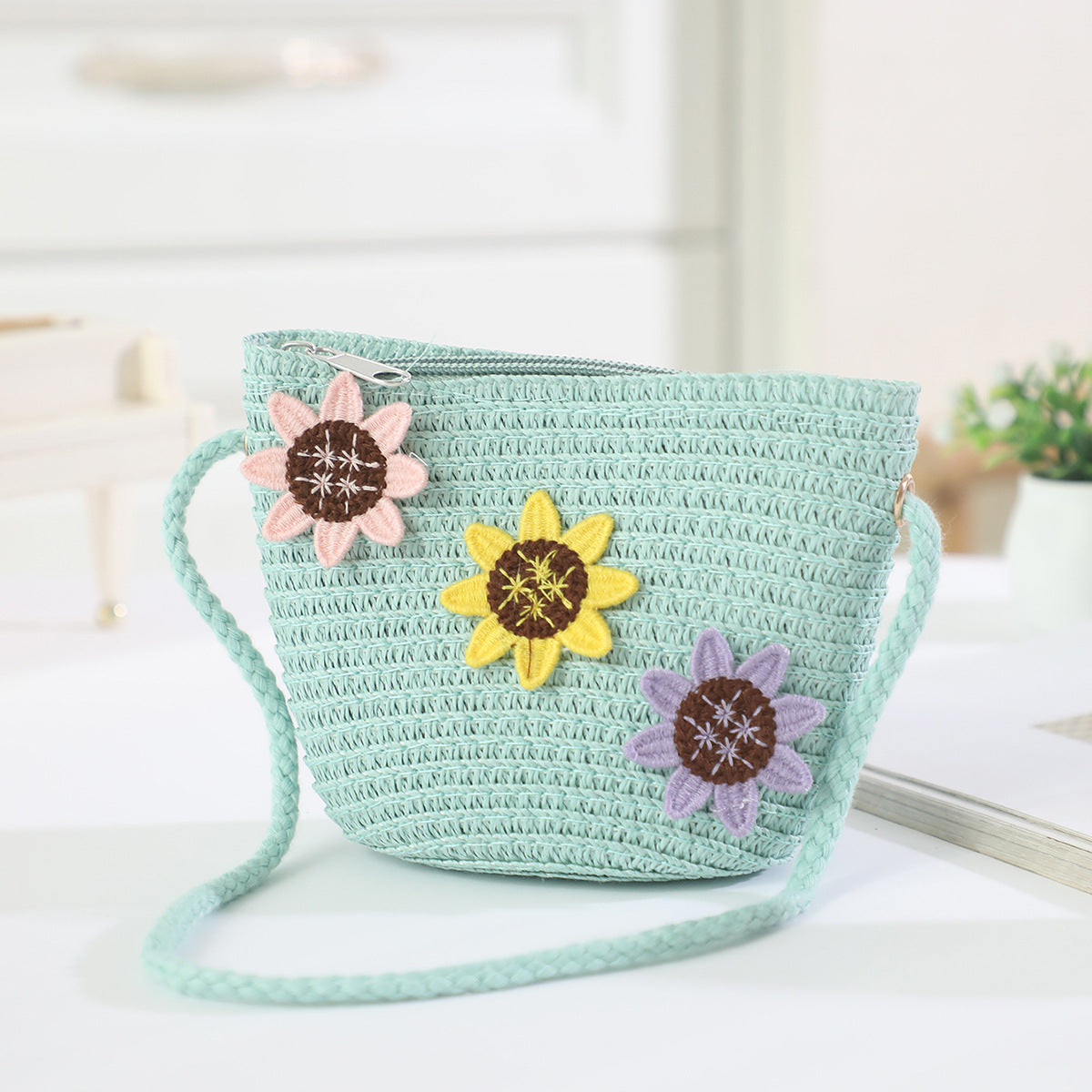 Cross-border New Children's Bag Spring and Summer New Children's Crossbody Bag Handmade Straw Satchel Travel Mini Coin Purse