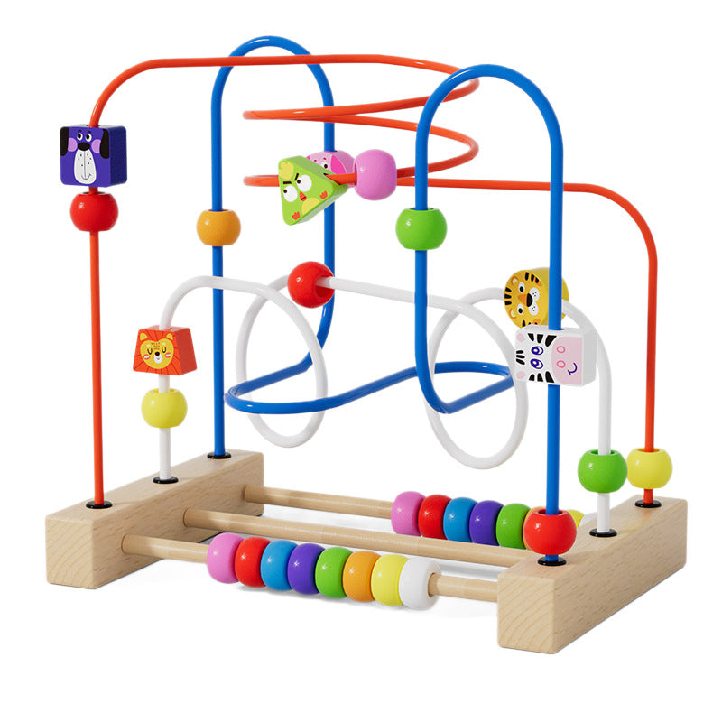 Baby and Kidsren's Fun Animal Three-Line Bead Building Blocks Beaded 1-2-3 Educational Exercise Hand-Eye Coordination Early Education Toys