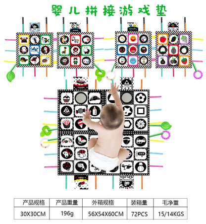 Xindi baby crawling mat black and white red stitching comfort towel with tooth glue multi-functional baby game mat toy wholesale