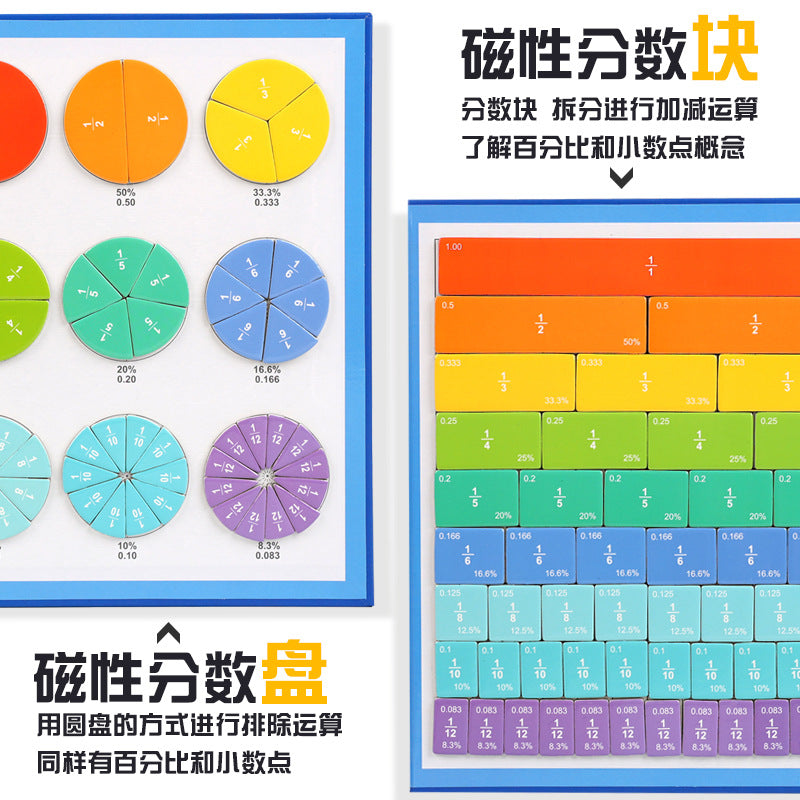 Magnetic Fraction Disk Demonstrator Numerator and Denominator Cognitive Addition and Subtraction Operation Third Grade Primary School Mathematics Teaching Aids Toys