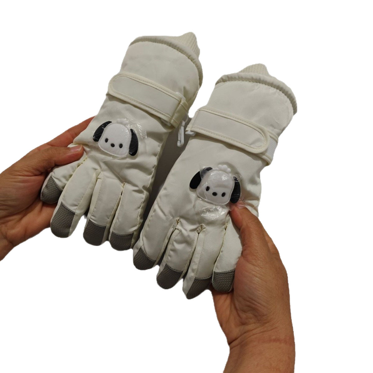 Winter fleece-lined Ski Gloves Cartoon Winter Puppy Thickened Cotton Outdoor Riding Waterproof Wind Warm Cute
