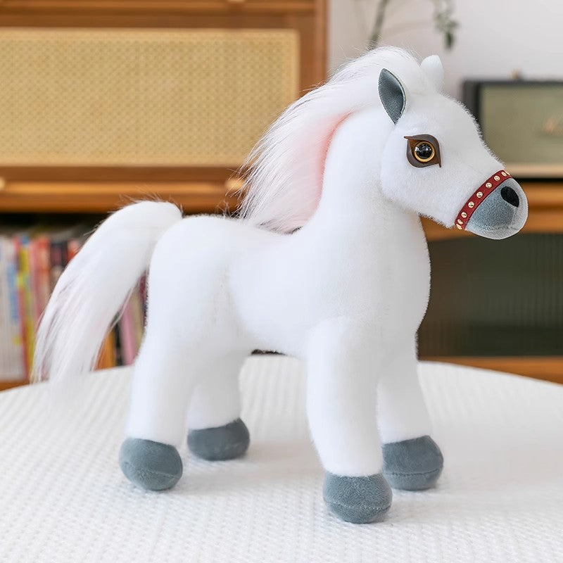 Cute Simulation Little White Horse Doll Plush Toy Pony Brown Horse Doll Horse Year Mascot Activity Gift