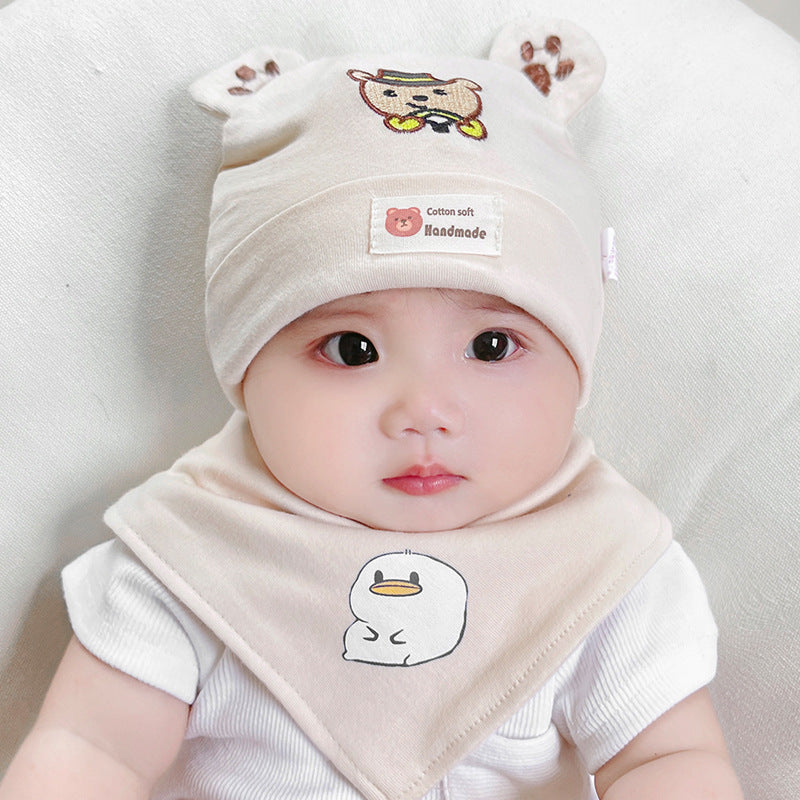Katu Bear Infant Hat Spring & Fall 3-6-12 Months Male and Female Baby Pullover Hat Cotton 100-Day Sleeping Hat
