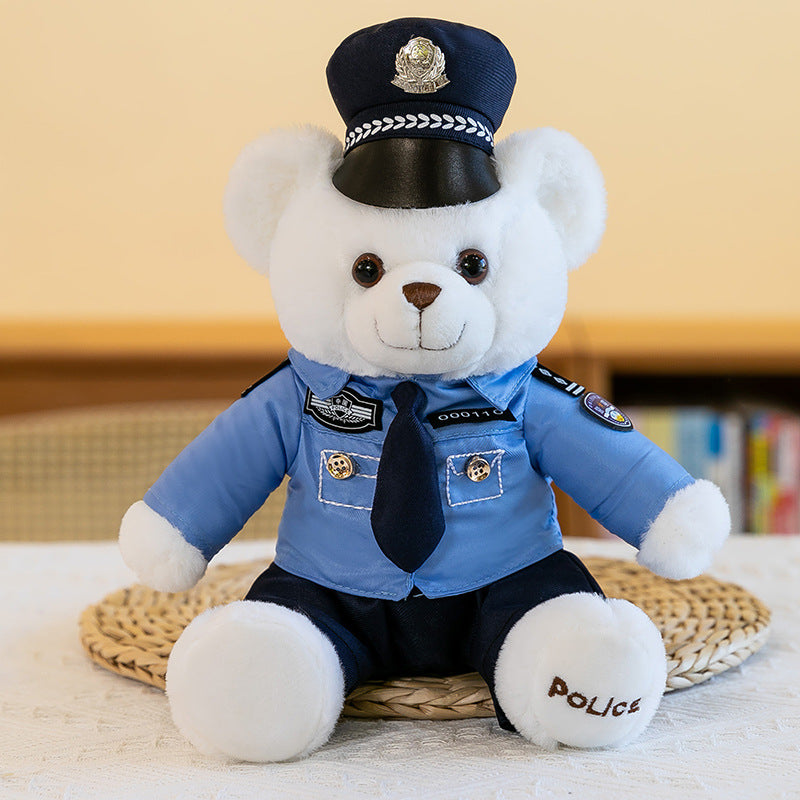 Police Bear Doll Traffic Police Bear Doll Uniform Fire Suit Teddy Bear Plush Toy Internet Red Bear Doll