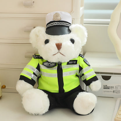 Police Bear Doll Traffic Police Bear Doll Uniform Fire Suit Teddy Bear Plush Toy Internet Red Bear Doll