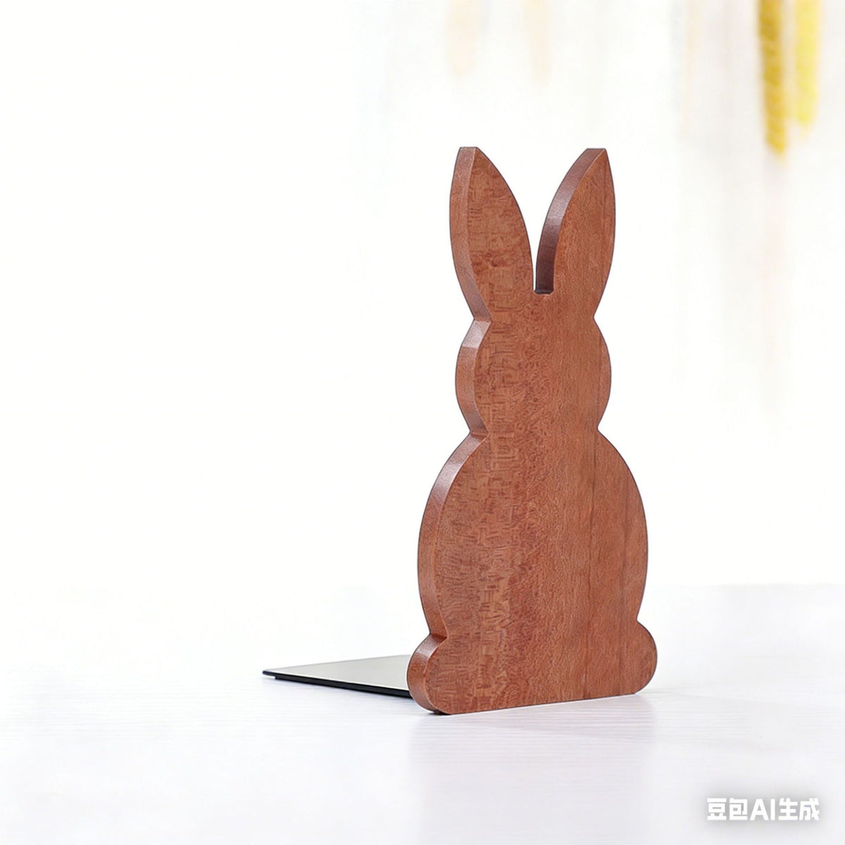 Japanese Style Simple Wooden Book Stand Creative Black Walnut Wood Thickened Bookshelf Bookend Student's Solid Wood Bookend Logo