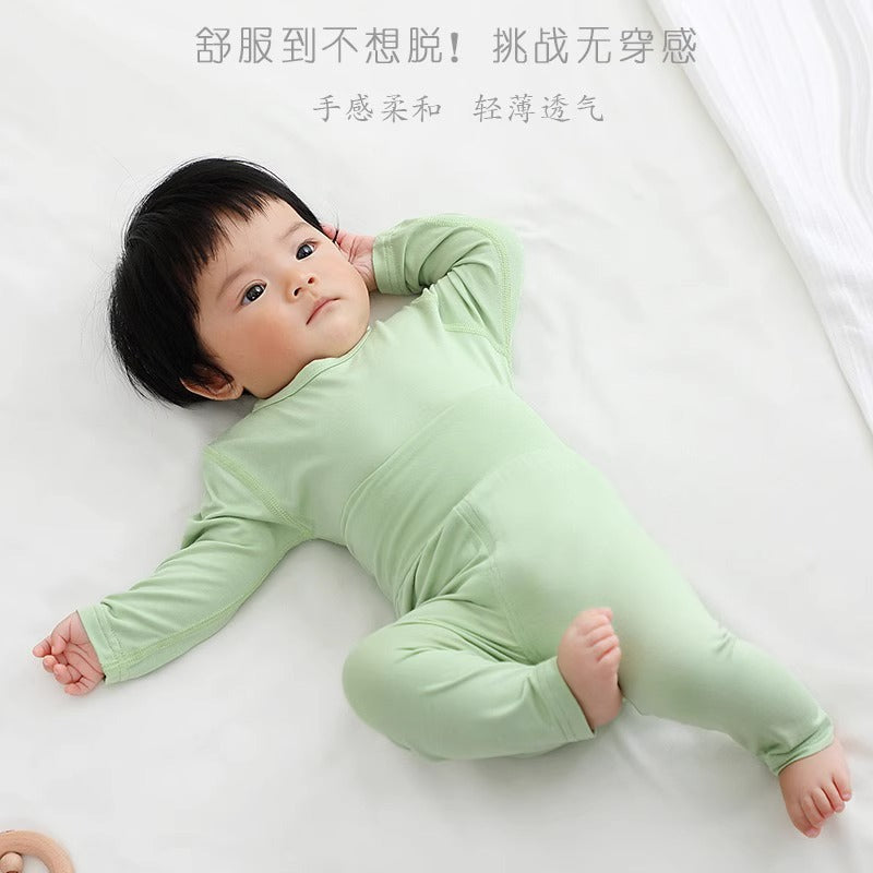 Category a Modal Infant Home Clothing Set High Waist Belly Protection Baby Long Sleeve Pajamas Air Conditioning Clothes Autumn Clothes Autumn Pants