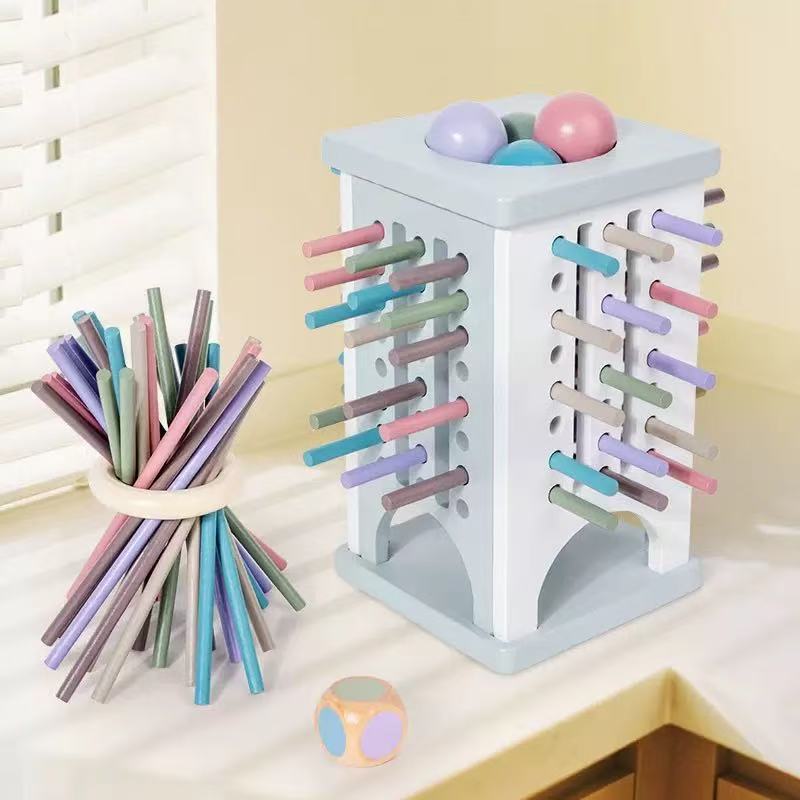 Early Education Children's Three-in-One Stick Game Baby Stick Color Classification Pitching Montessori Wooden Toys