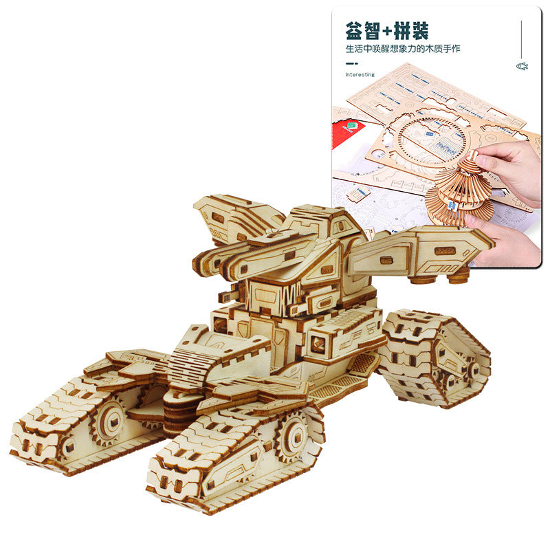 wooden three-dimensional assembled military model angel tank puzzle assembled boy wooden toy diy hut puzzle