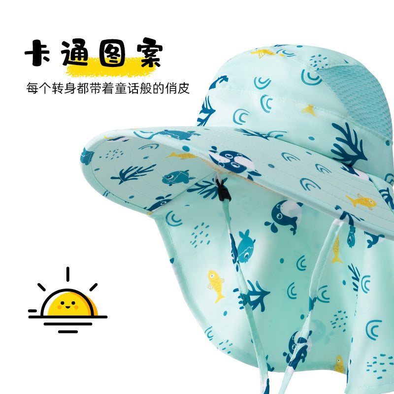Children's Sunscreen Hat Summer Anti-UV Sun Hat for Boys Breathable Big Brim Girl's Fisherman Hat Sun Hat Thin