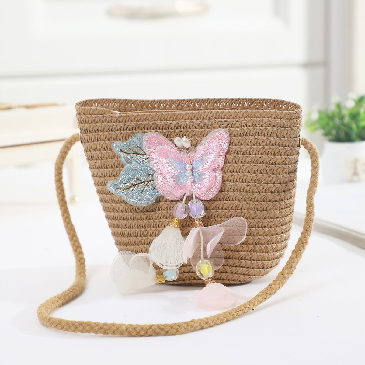 Cross-border New Children's Bag Spring and Summer New Children's Crossbody Bag Handmade Straw Satchel Travel Mini Coin Purse