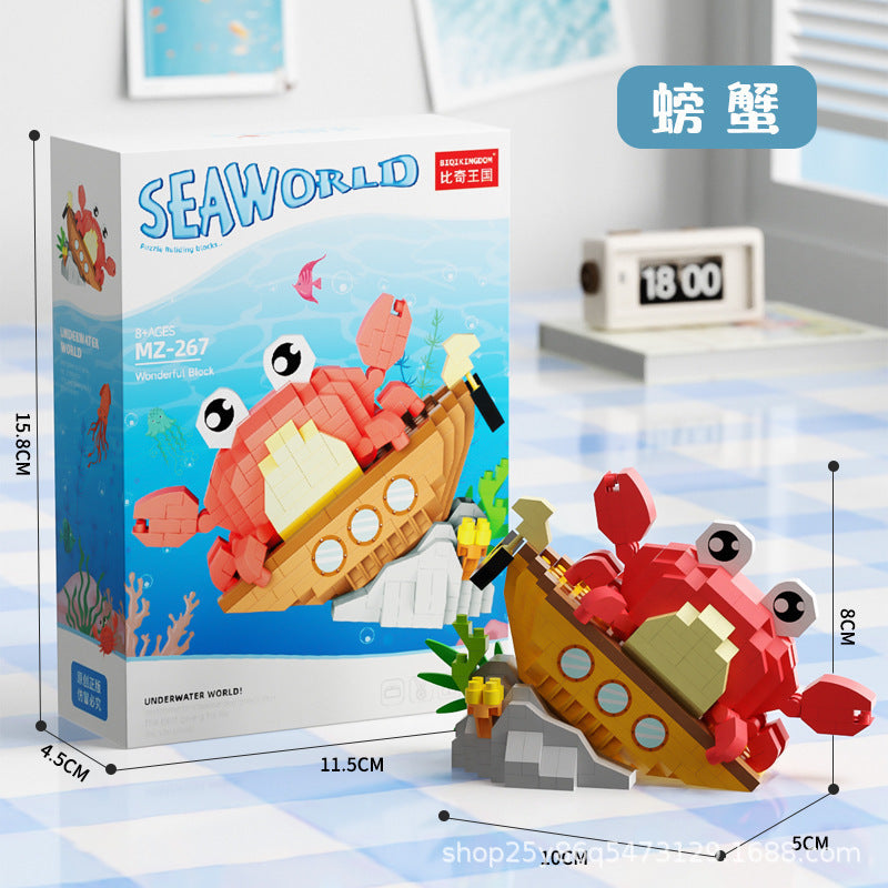 Children's Day Gift Compatible Lego Marine Animals Shark Clownfish Cartoon Doll Assembled Building Blocks Toy