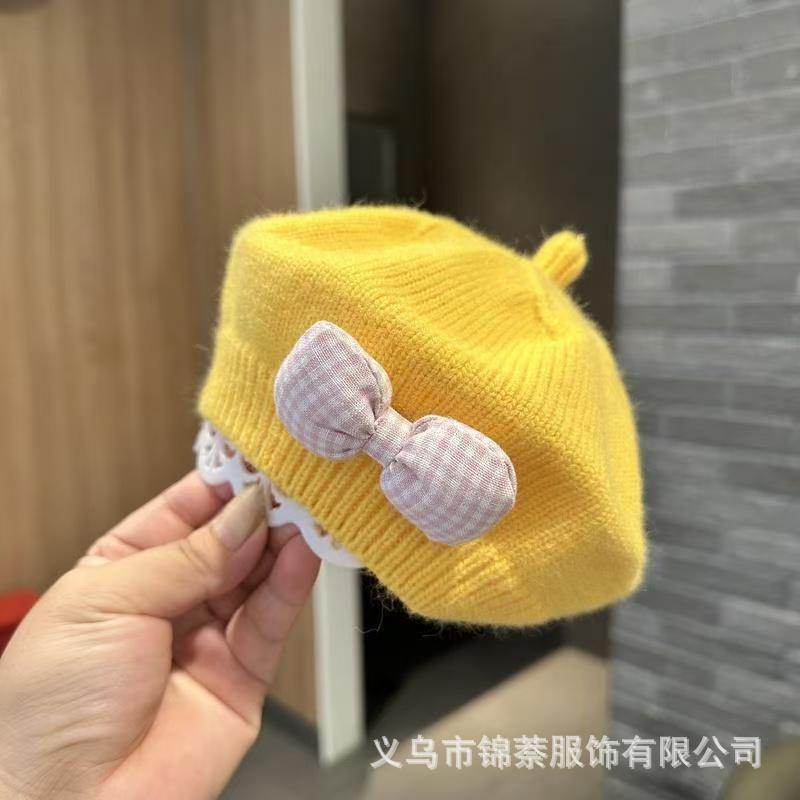 Spring and Autumn Korean Style Baby Boy and Girl Candy Color All-match Knitted Beret Children's Western Style Casual Wool Hat Paintler Hat