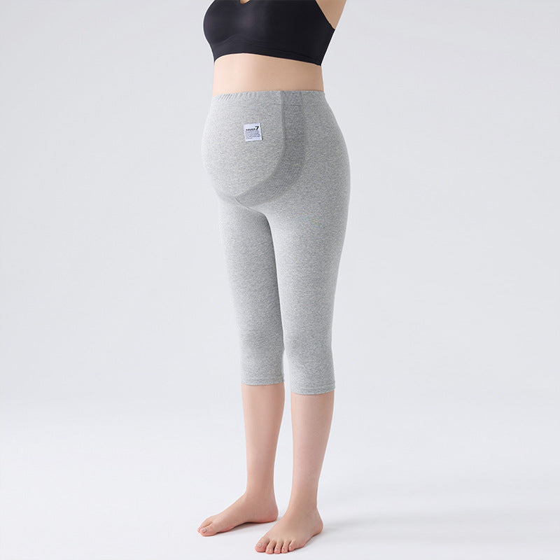 Pregnant Women's Leggings Spring and Autumn Outer Wearing Cotton plus size Autumn Pants fleece-lined Belly-supporting 150.00kg Pregnant Women's Nine-point Pants