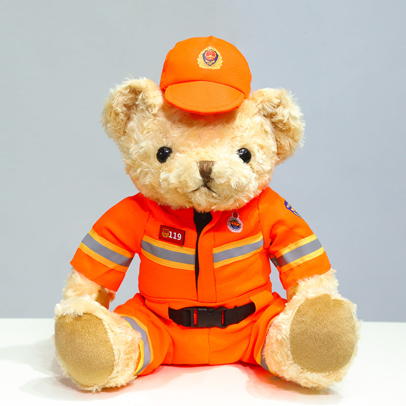 Police Bear Doll Traffic Police Bear Doll Uniform Fire Suit Teddy Bear Plush Toy Internet Red Bear Doll